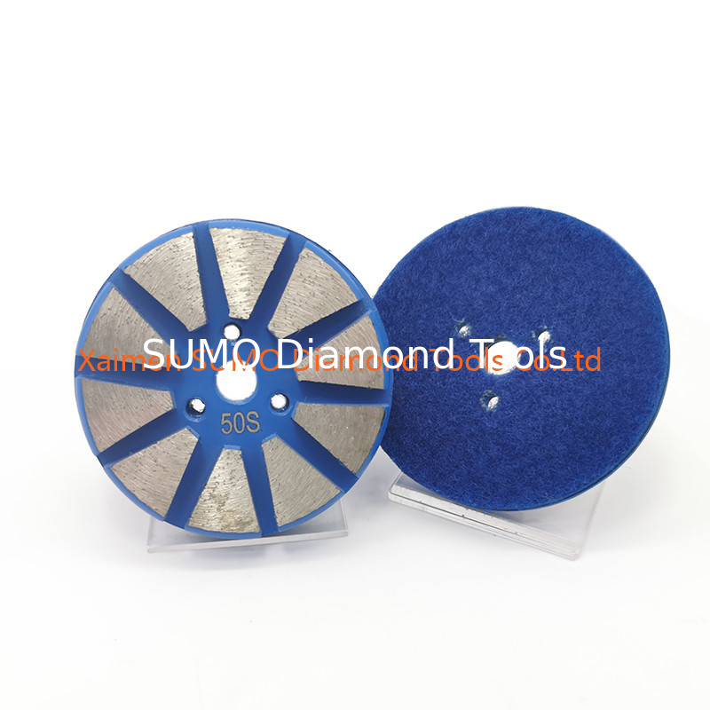 3 inch 10 double arc Segments Velcro Backed concrete grinding disc for Stonekor concrete grinder